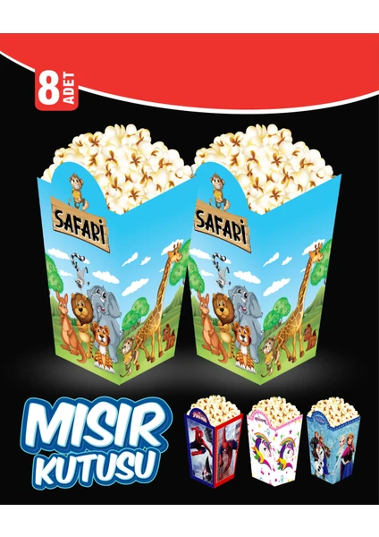 p parti oyunevi Parti Oyun Evi Safari Popcorn Mısır Kutusu 8'li