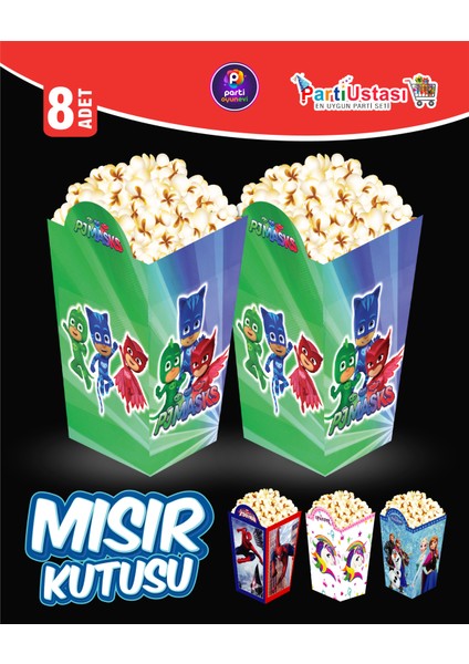 Parti Oyun Evi Pj Maskeliler Popcorn Mısır Kutusu 8'li