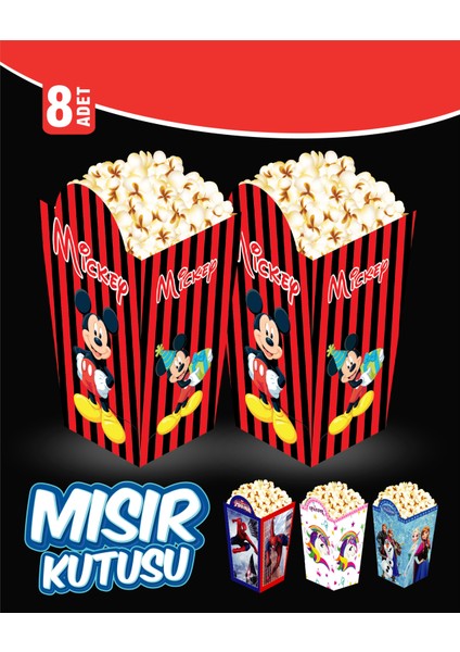 Parti Oyun Evi Mickey Popcorn Mısır Kutusu 8'li