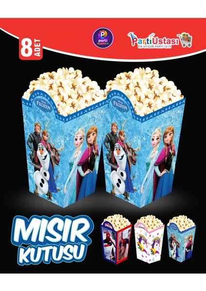 p parti oyunevi Parti Oyun Evi Frozen Popcorn Mısır Kutusu 8'li