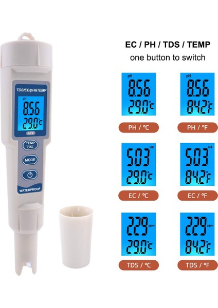 PH-3508 4'ü 1 Arada Ph Metre Tds Ec ve Sıcaklık Ölçer