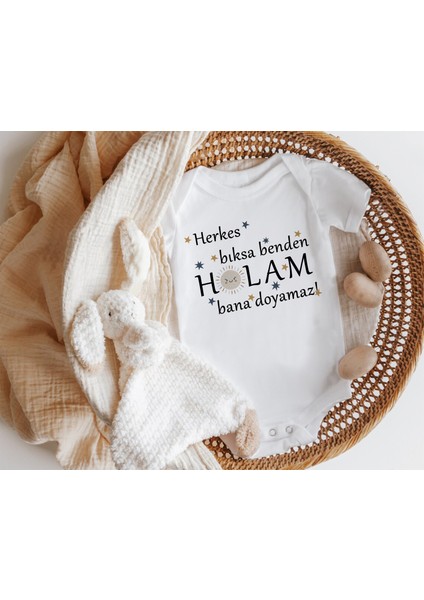 Niles Baby Design For Baby Herkes Bıksa Benden Halam Bana Doymaz Yazılı Kısa Kol Zıbın