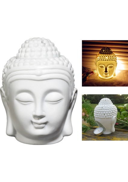 F Fityle Yaratıcı Buda Kafa Heykeli Uçucu Yağ Brülör Tealight Mum Difüzör Beyaz fırsatları