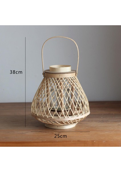 Bambu Rattan Fener El Dokuma Süs 25X38 cm (Yurt Dışından)