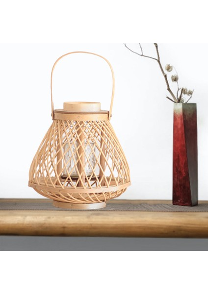 Bambu Rattan Fener El Dokuma Süs 25X38 cm (Yurt Dışından)