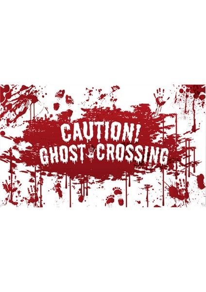 F Fityle Merry Cadılar Bayramı Açık Kapalı Afiş Parti Kan El Izi Kabak Dekor Amber