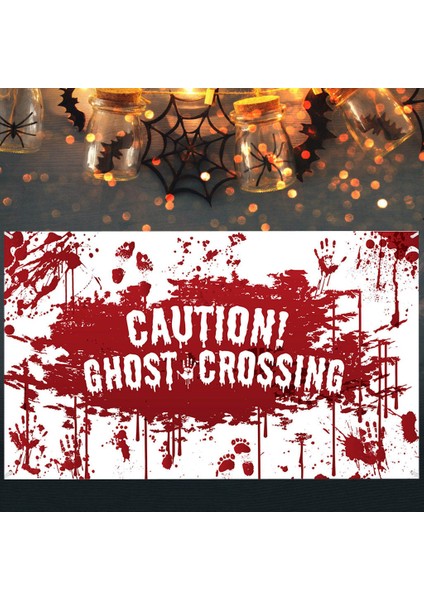 F Fityle Merry Cadılar Bayramı Açık Kapalı Afiş Parti Kan El Izi Kabak Dekor Amber indirimleri