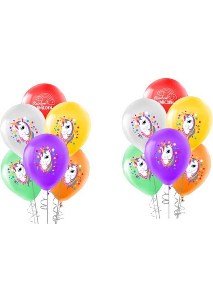 Unicorn Rainbow Baskılı Balon 10'lu