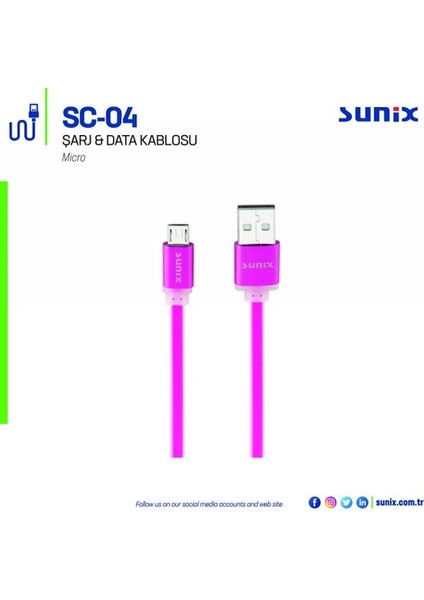 Sc-04 Soft Kablo Micro 3A Çıkışlı Data ve Hızlı Şarj Kablo Mor