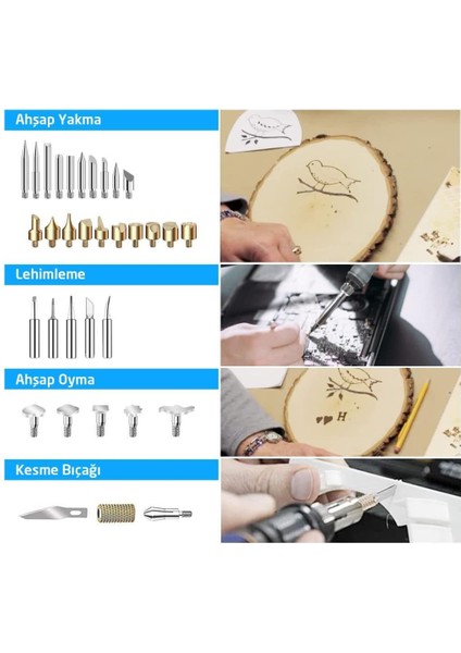 Rox Wood 0143 Pro Ahşap Yakma ve Hobi Seti 60 Watt - 46 Parça