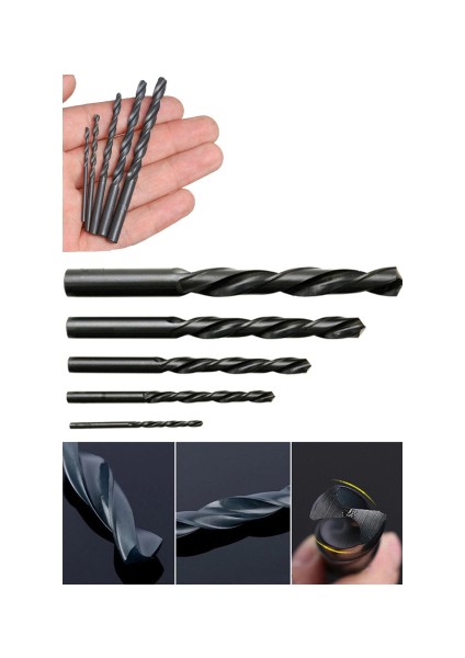 Siyah Matkap Ucu 4, 5, 6, 8, 10 mm 5 Adet Matkap Ucu Set 1410