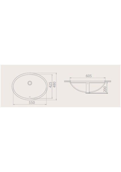 Seramik Cerastyle Tezgah Altı Lavabo 55X43 cm