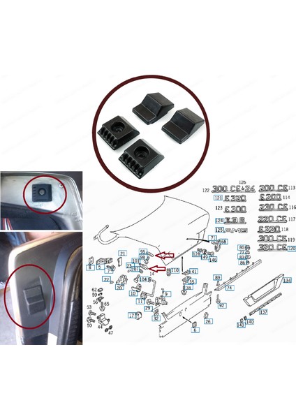 BSP1038 Mercedes W124 Için Bagaj Takoz Seti fiyatları