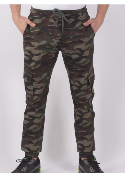 Slim Fit,bel ve Paça Lastikli,kargo Cepli Kamuflaj Desen PANTOLON-91000