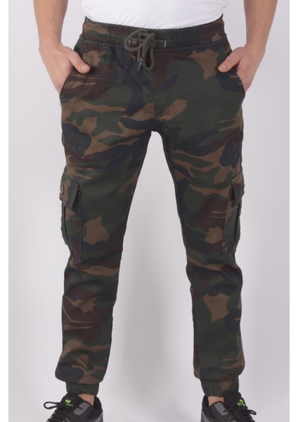 Slim Fit,bel ve Paça Lastikli,kargo Cepli Kamuflaj Desen PANTOLON-91000