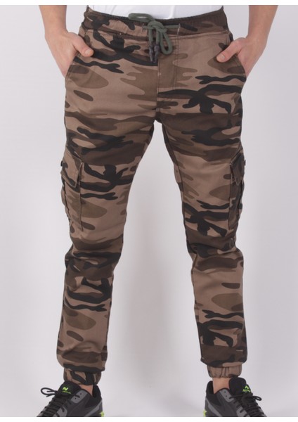 Slim Fit,bel ve Paça Lastikli,kargo Cepli Kamuflaj Desen PANTOLON-91000