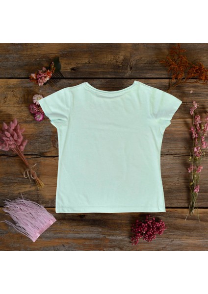 Think SimpleThink Simple Organik Kız Çocuk Kısa Kollu T-Shirt - Su Yeşili