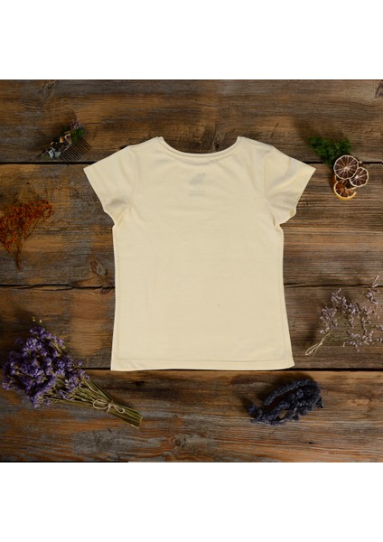 Think SimpleThink Simple Organik Kız Çocuk Kısa Kollu T-Shirt - Ekru