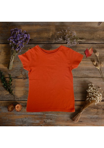 Think SimpleThink Simple Organik Kız Çocuk Kısa Kollu T-Shirt - Kiremit