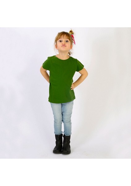 Think SimpleThink Simple Organik Kız Çocuk Kısa Kollu T-Shirt - K.yeşil