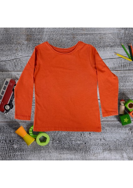 Think SimpleThink Simple Organik Kız Çocuk Uzun Kollu T-Shirt - Kiremit