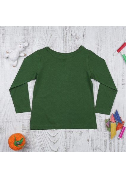 Think SimpleThink Simple Organik Kız Çocuk Uzun Kollu T-Shirt - K.yeşil