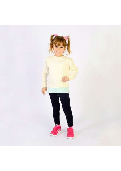 Think SimpleThink Simple Organik Kız Çocuk Sweat-Shirt - Ekru-Su Yeşili
