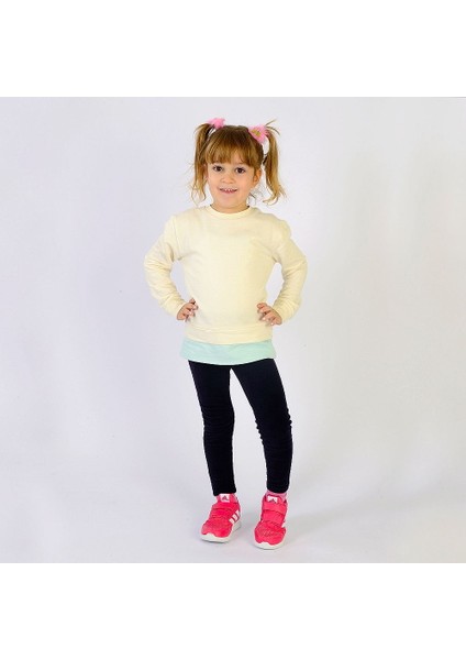Think SimpleThink Simple Organik Kız Çocuk Sweat-Shirt - Ekru-Su Yeşili
