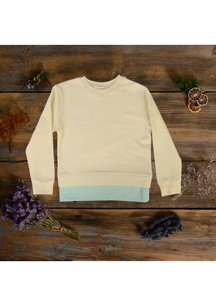 Think SimpleThink Simple Organik Kız Çocuk Sweat-Shirt - Ekru-Su Yeşili