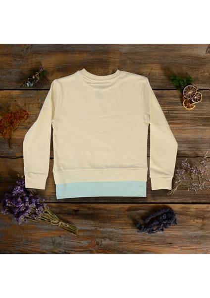 Think SimpleThink Simple Organik Kız Çocuk Sweat-Shirt - Ekru-Su Yeşili