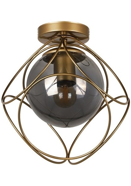 Modern Metal Tekli Siyah-Füme Camlı Tavan Montaj Avize modelleri