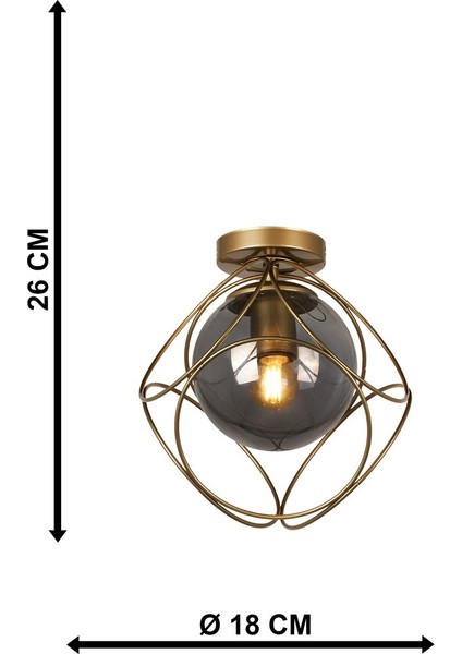 Modern Metal Tekli Siyah-Füme Camlı Tavan Montaj Avize indirimleri