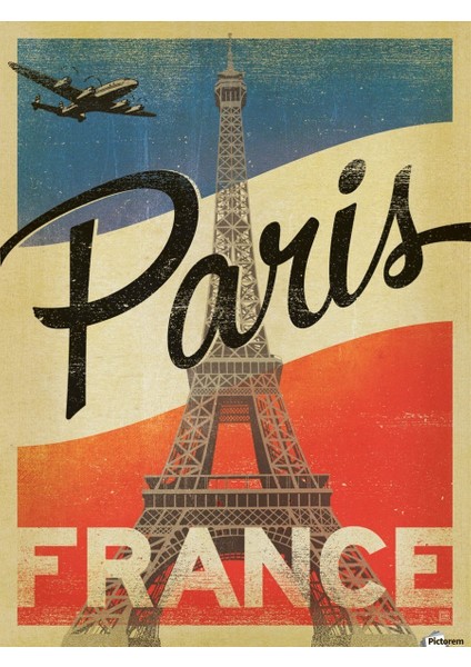 Vintage Retro France Paris Mdf Poster