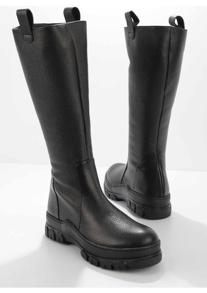 Siyah Leather Kadın Çizme K035312686