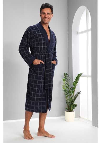 Kareli Jakarlı Bambo Cotton Erkek Sabahlık modelleri