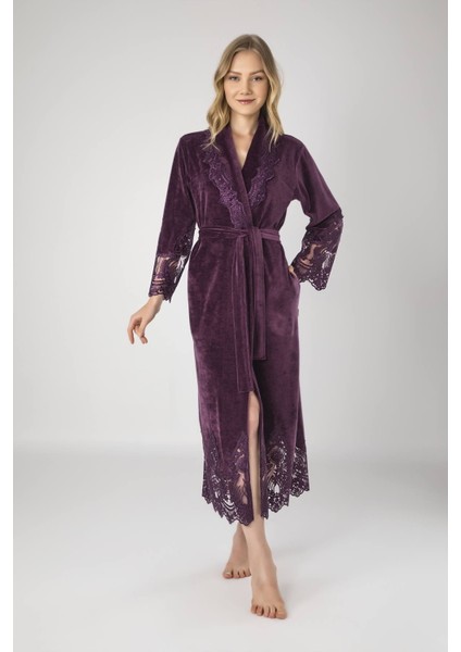 Dantelli Bambo Cotton Bayan Sabahlık Bornoz