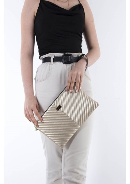 Silver Polo Kadın Portföy Clutch Altın - Altın NV1034