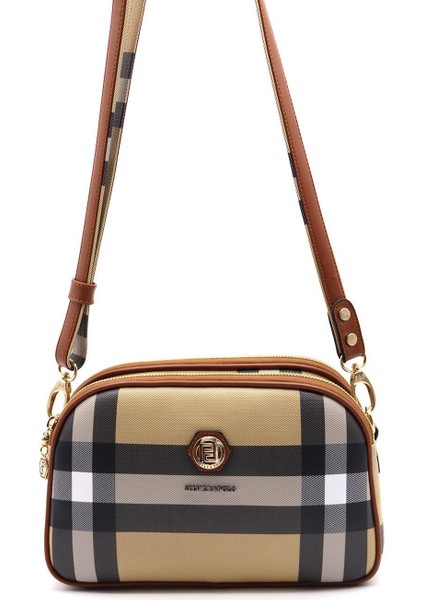 Silver Polo Kadın Çapraz Çanta Bej - Taba NV745