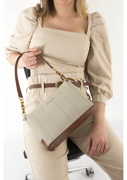 Silver Polo Kadın Çapraz Çanta Bej - Taba NV910