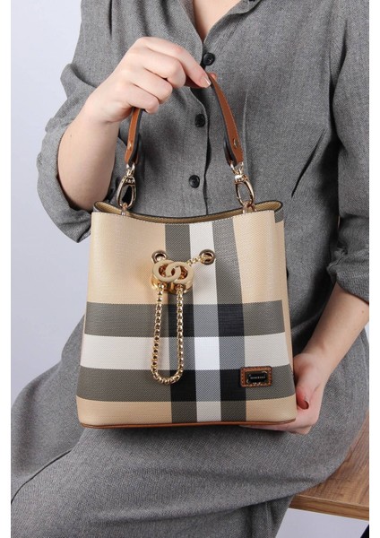 Silver Polo Kadın Çapraz Çanta Bej - Taba NV967