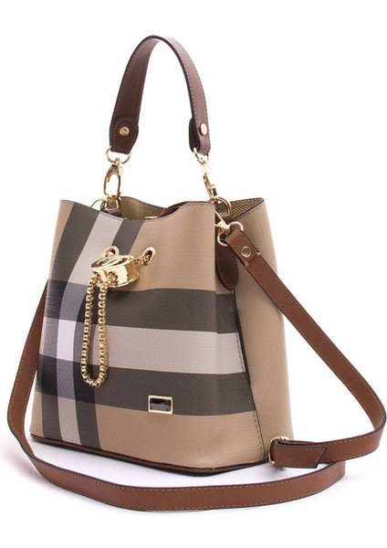 Silver Polo Kadın Çapraz Çanta Bej - Taba NV967