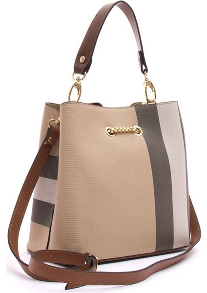 Silver Polo Kadın Çapraz Çanta Bej - Taba NV967