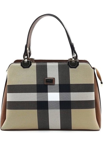 Silver Polo Kadın El Çantası Bej - Taba NV972