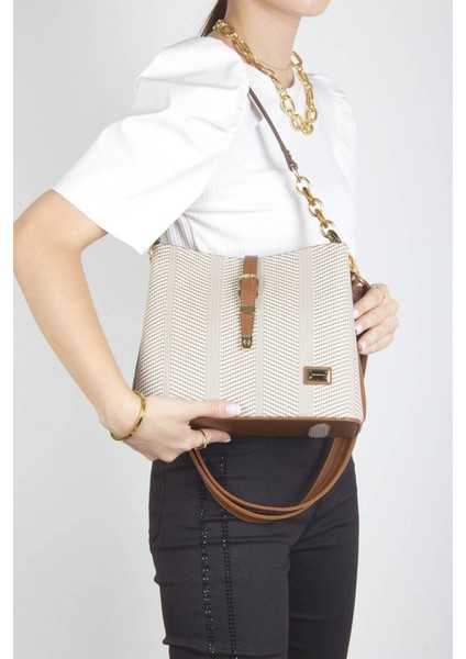 Silver Polo Kadın Omuz Çantası Bej - Taba NV974