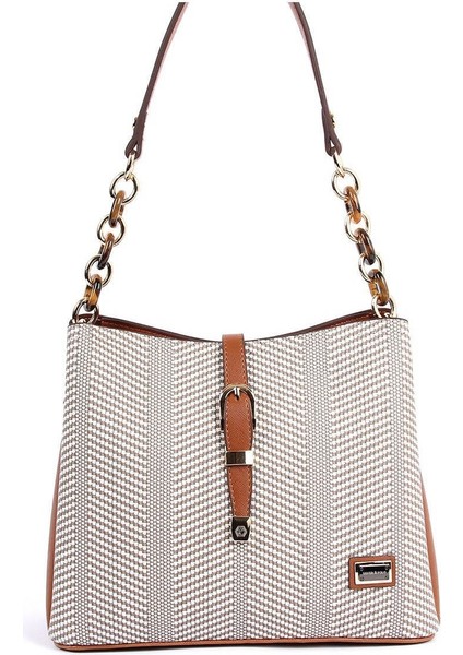 Silver Polo Kadın Omuz Çantası Bej - Taba NV974