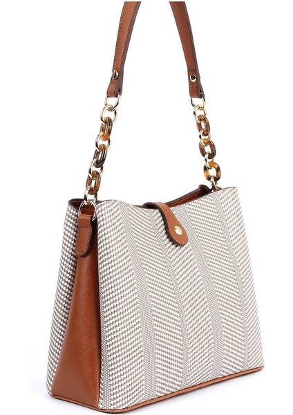 Silver Polo Kadın Omuz Çantası Bej - Taba NV974