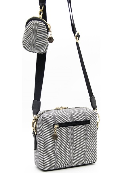 Silver Polo Kadın Çapraz Çanta Siyah Beyaz - Siyah NV1038