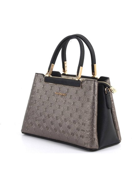 Silver Polo Kadın El Çantası Platin - Siyah NV913 fiyatları