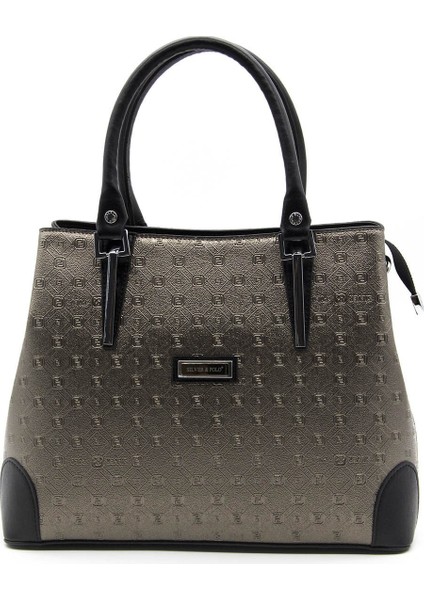 Silver Polo Kadın El Çantası Platin - Siyah NV667