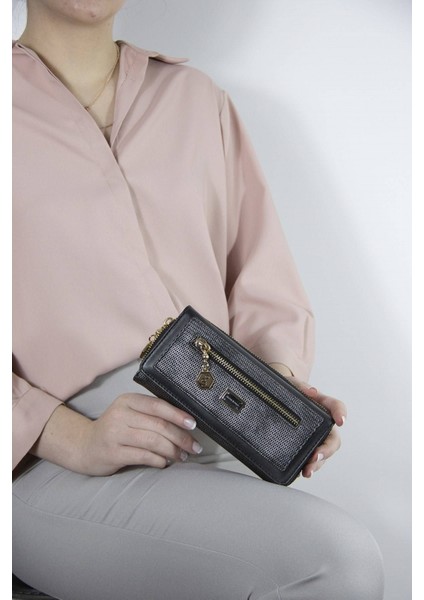Silver Polo Kadın Cüzdan Kartlık M.gümüş - Siyah NV846
